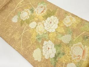 金彩金駒刺繍牡丹模様名古屋帯